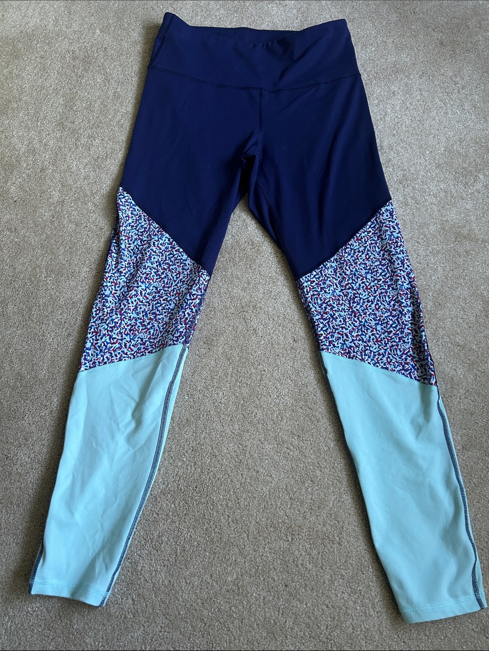 Old Navy Colorblock High-Waist Leggings — Multicolor - Size Large